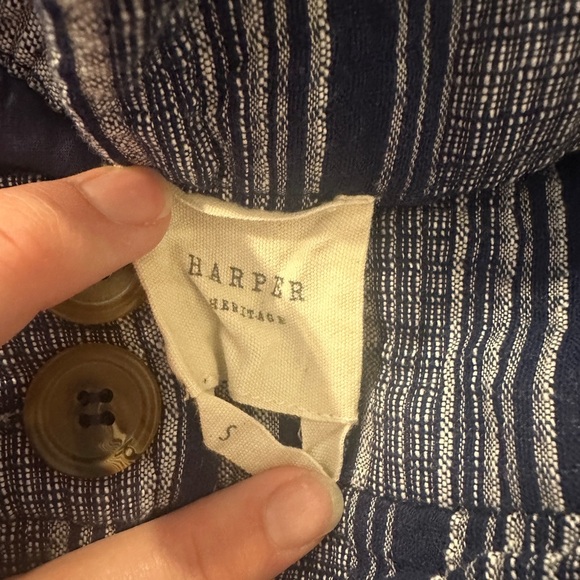 Harper linen blend blue and white stripe shorts - Picture 4 of 5